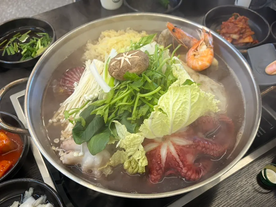 Soju ordered alongside the haesintang