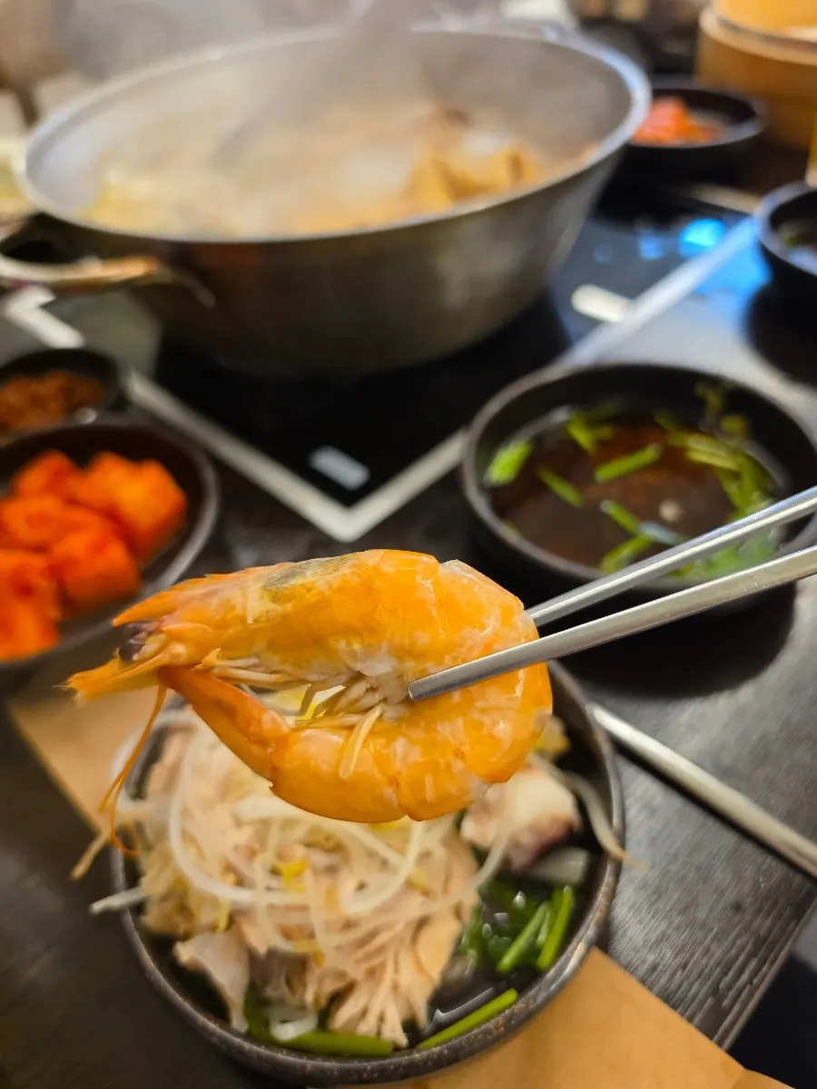 Tender, thoroughly cooked haesintang chicken