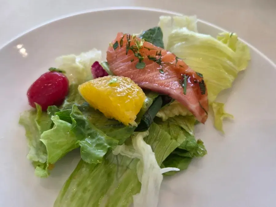 Cured salmon served with wasabi