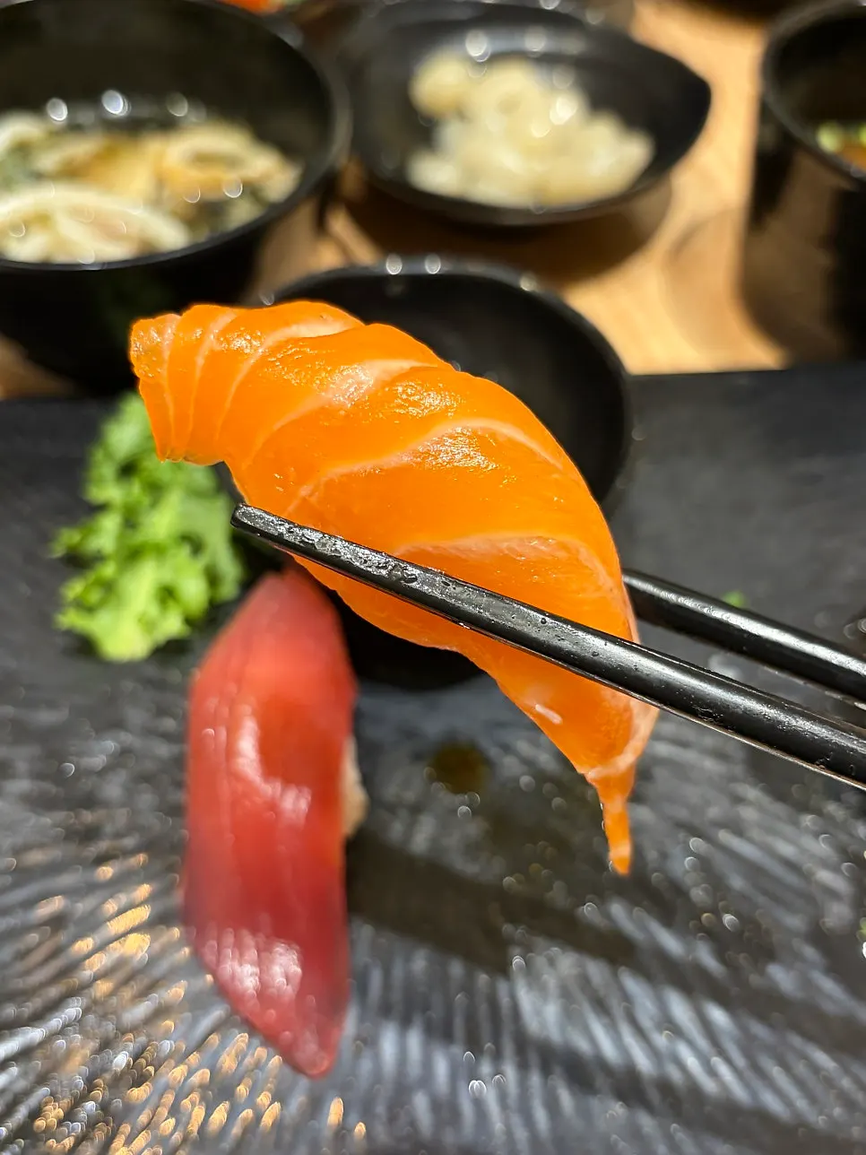 Raw shrimp and cooked shrimp sushi