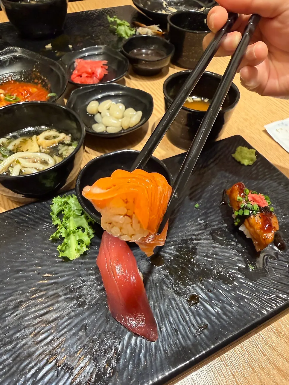 Neatly prepared shrimp sushi