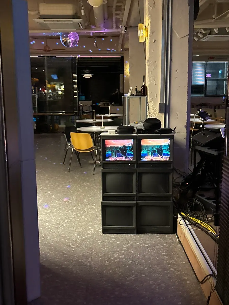 Spacious seating inside the record bar