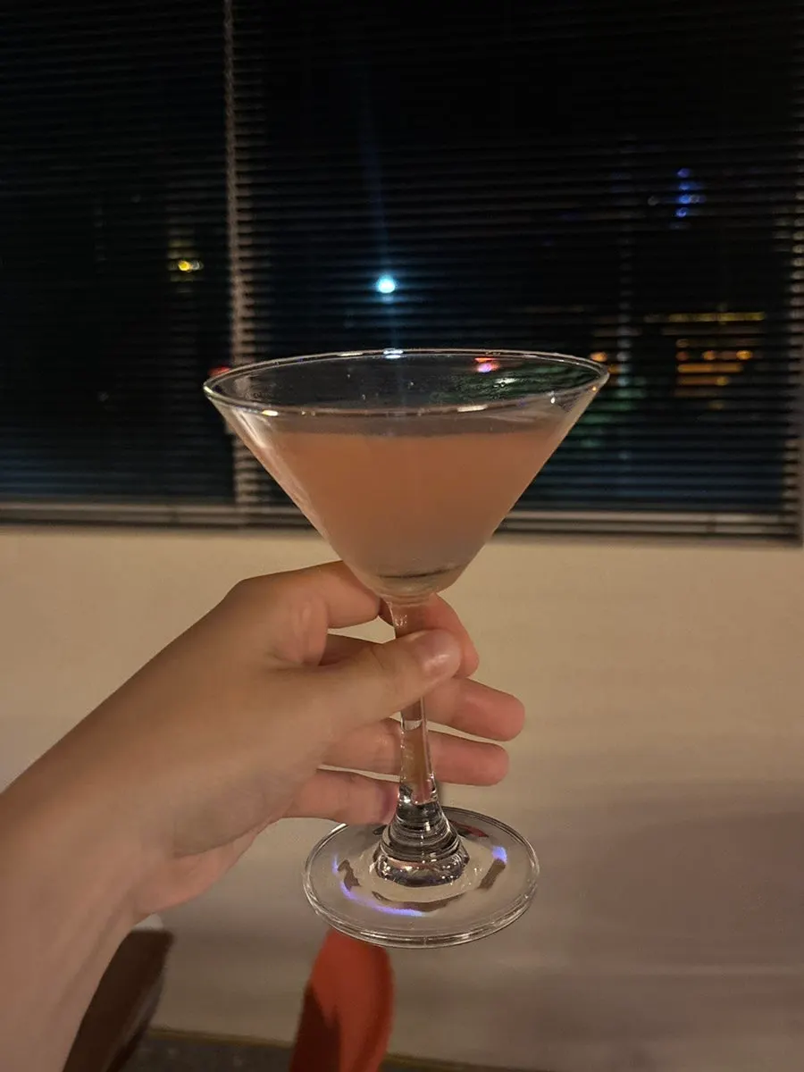 Close-up of the pina colada glass