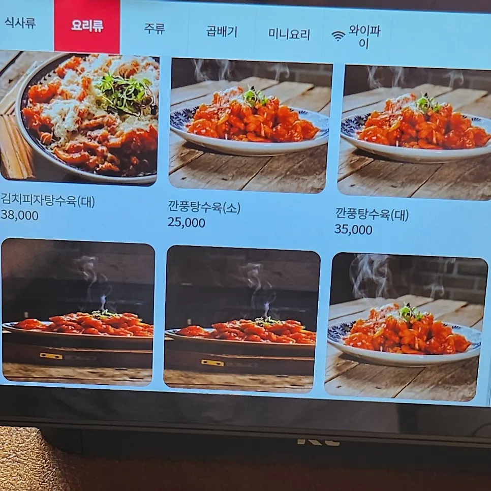 List of dishes ordered on the tablet