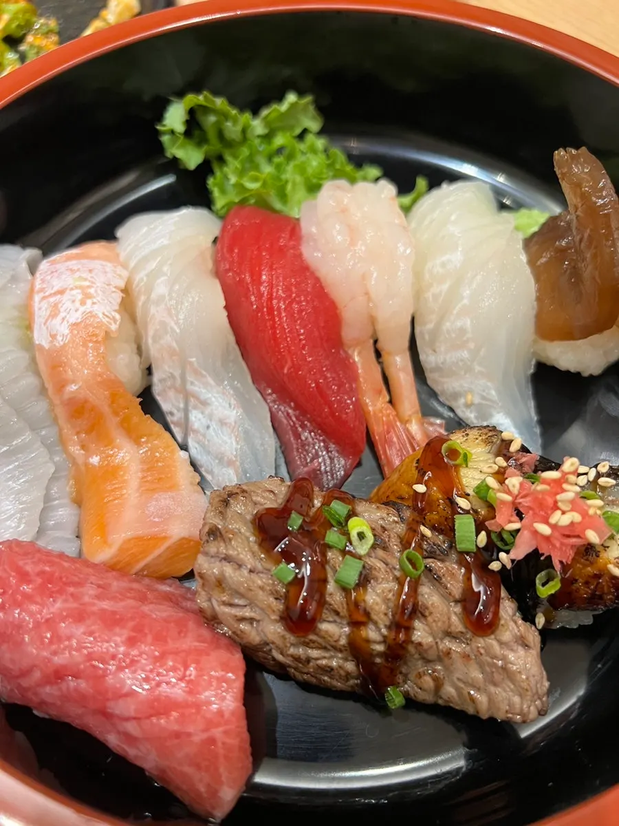 A plate of the Special Domo Assorted Sushi