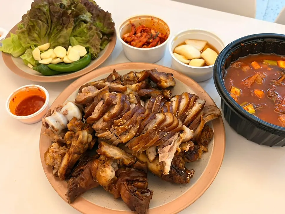 Complimentary hangover soup generously filled with meat and ingredients
