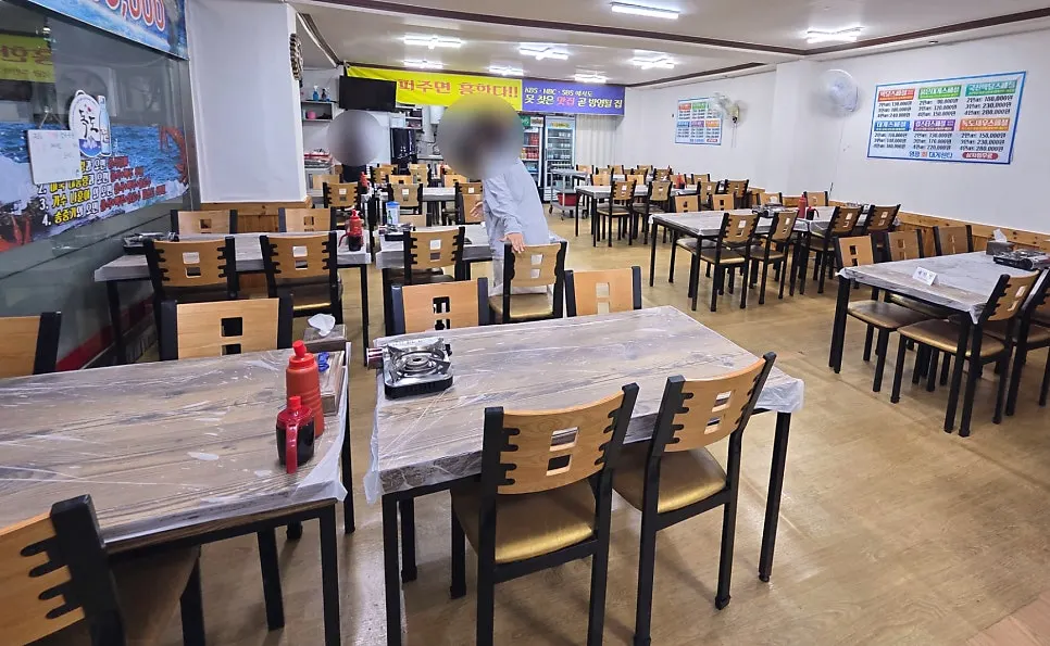 Restaurant interior with spacious tables