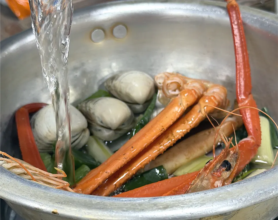 Table spread served alongside the sashimi