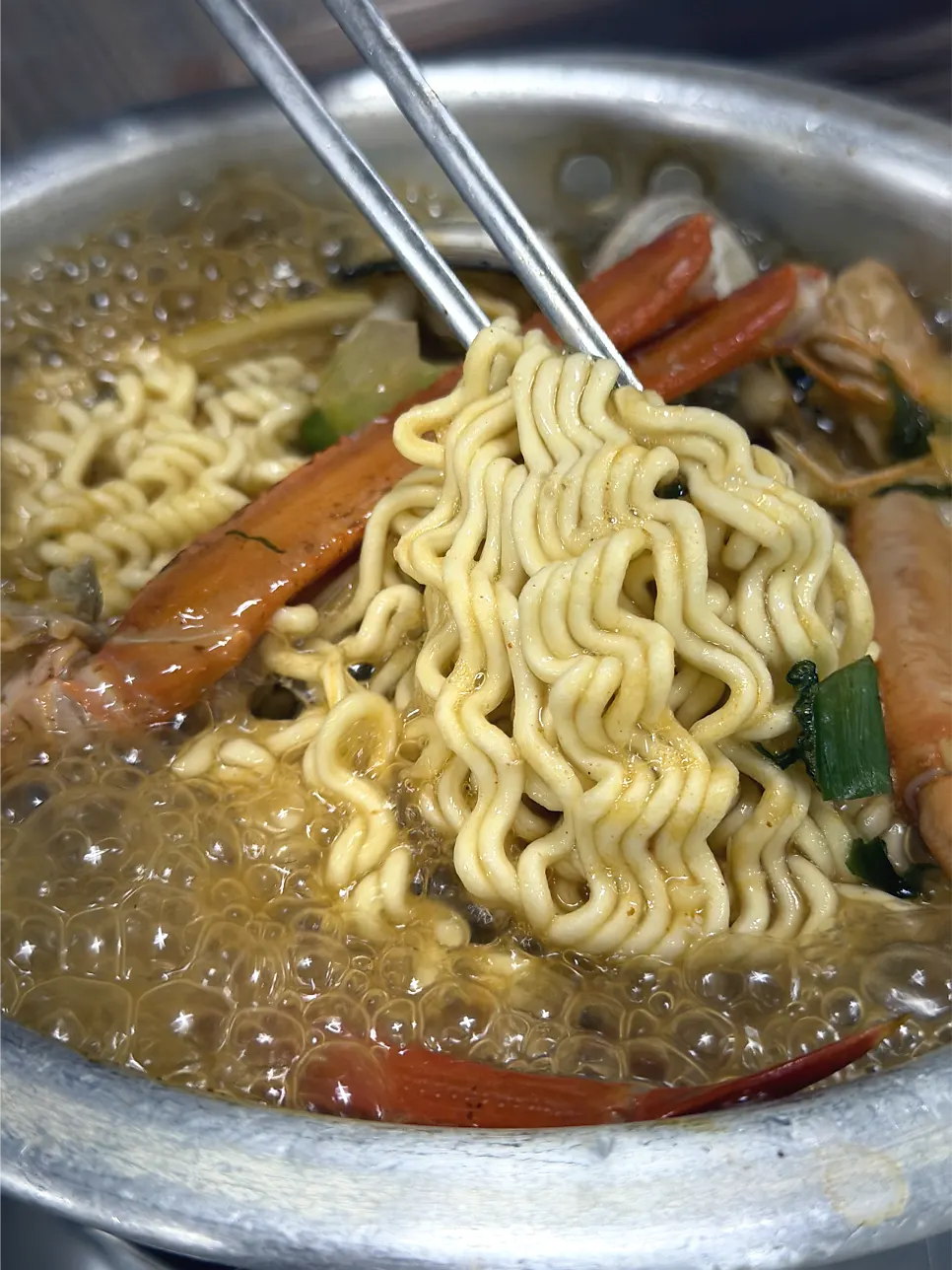 Seafood ramyeon packed with seafood