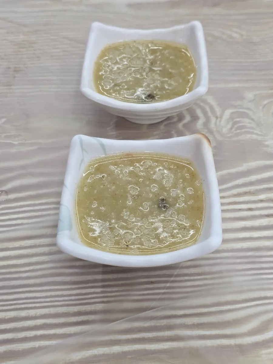 Abalone porridge served first after ordering the set