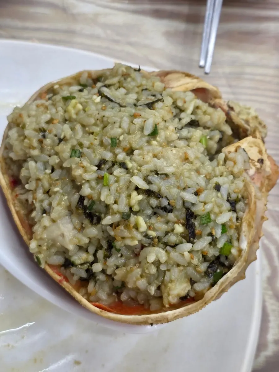 Crab shell filled with roe