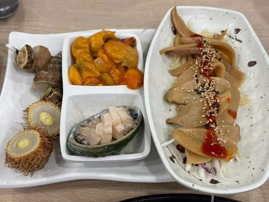 Close-up of a seafood side dish