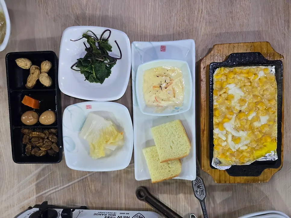 Endless spread of banchan side dishes