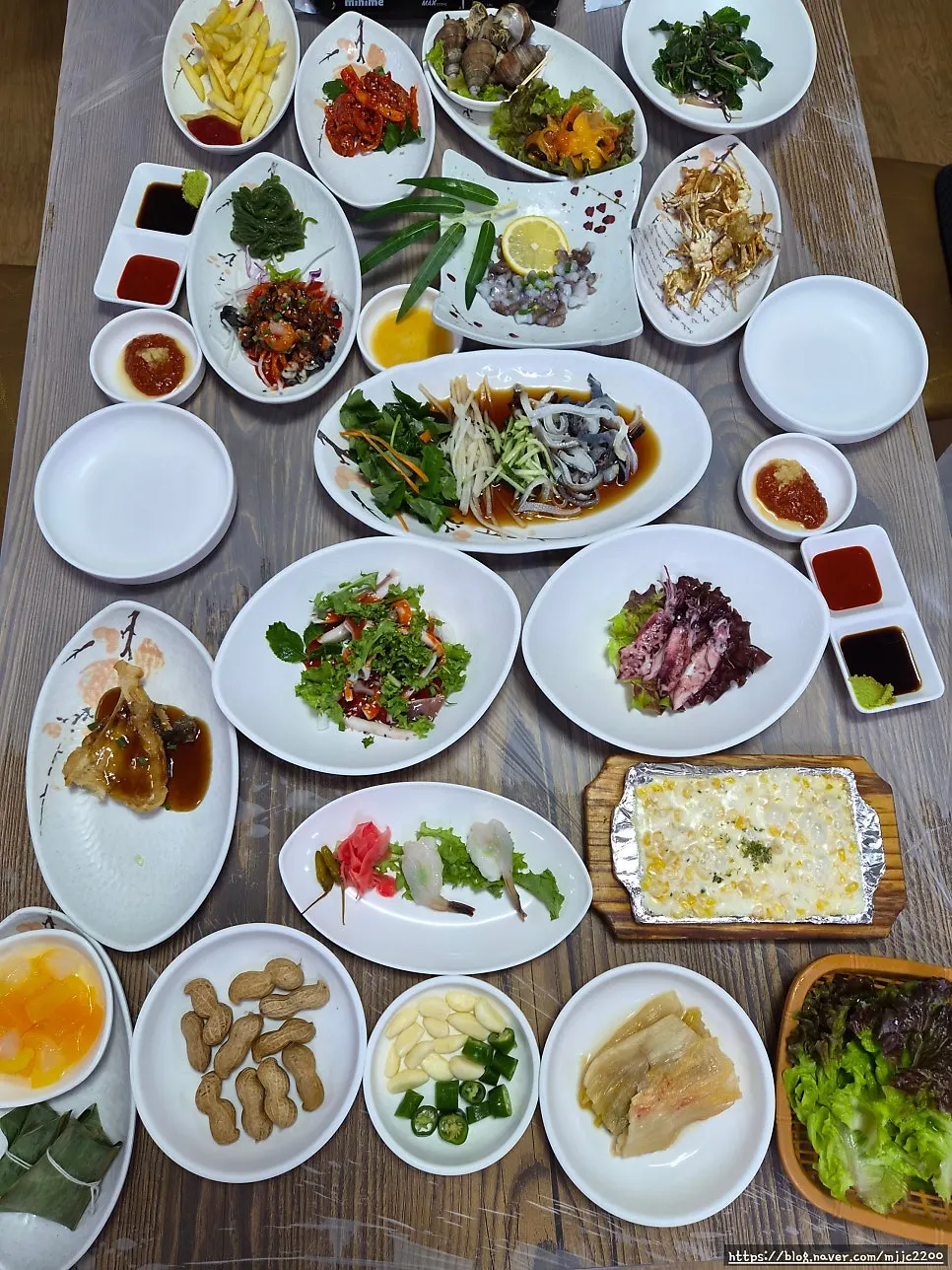 The table near the end of the meal