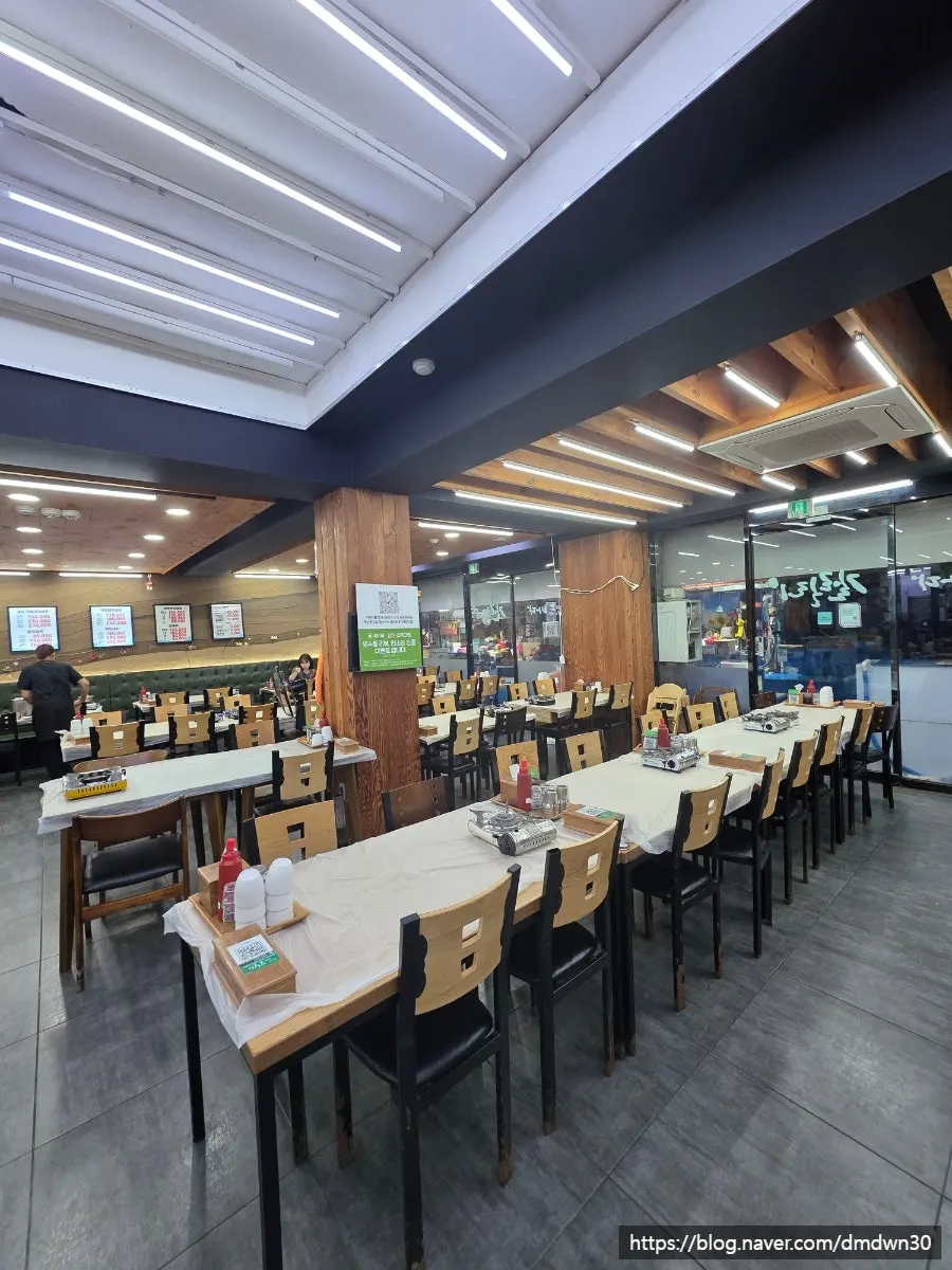 Interior with generously spaced tables