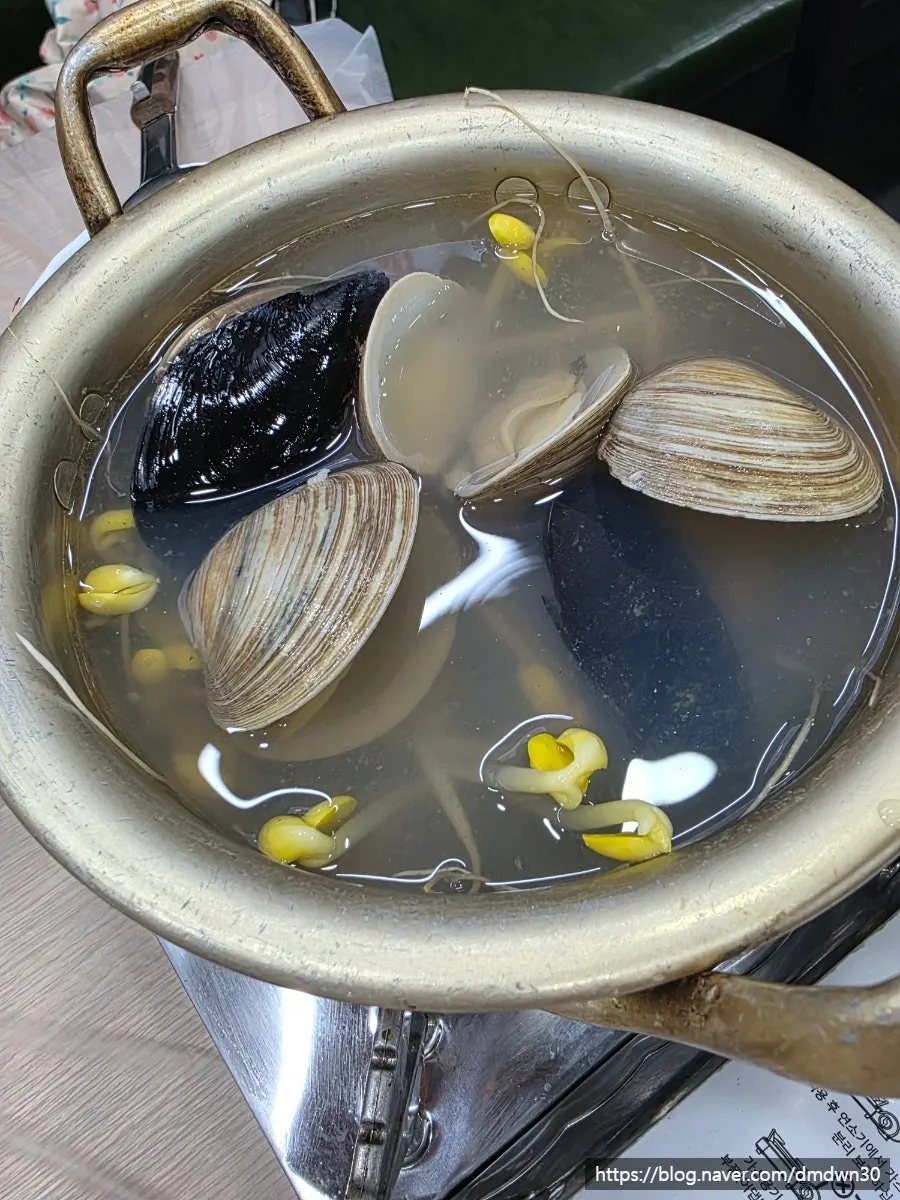 Clam soup broth boiling away