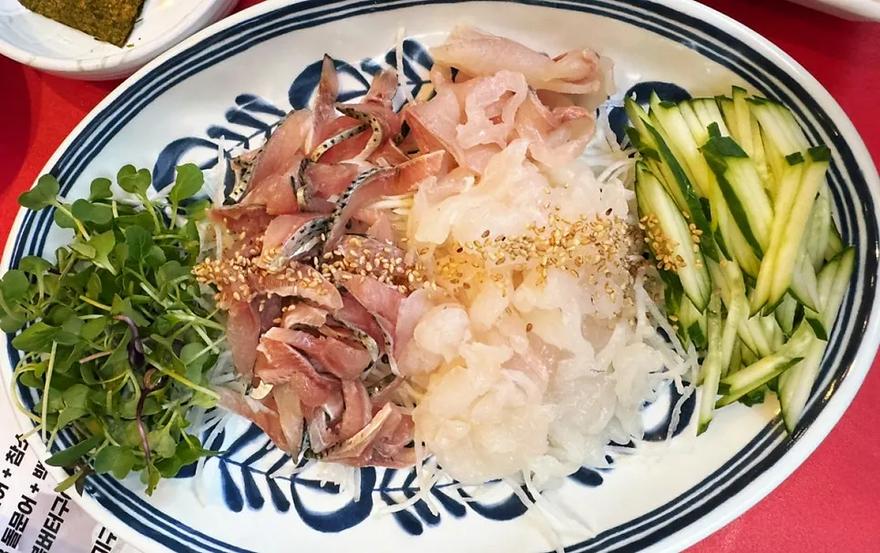 Wild makhoe served with shredded cucumber
