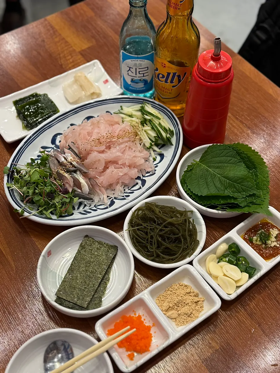 Fresh gizzard shad and flounder sashimi