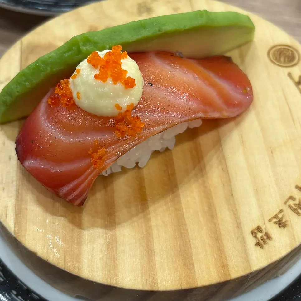 A variety of sushi on the conveyor belt