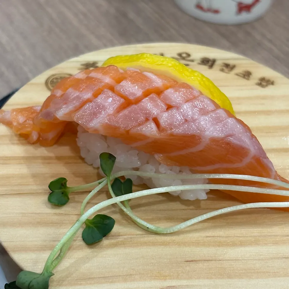 Salmon and shrimp sushi selections