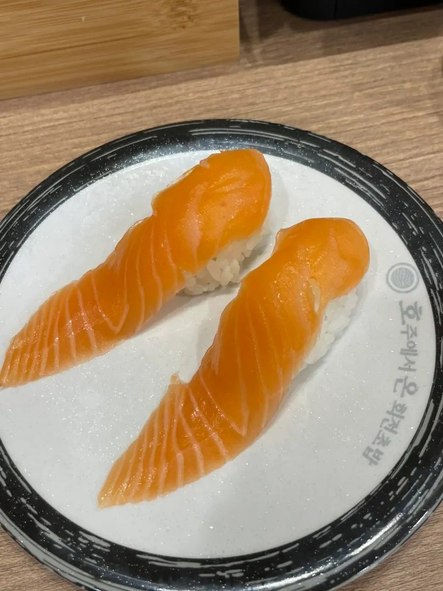 Salmon sushi chosen as the first plate
