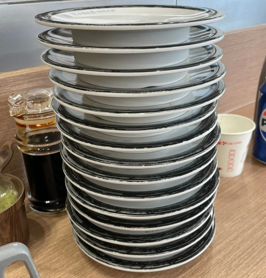 Empty plates after finishing the meal