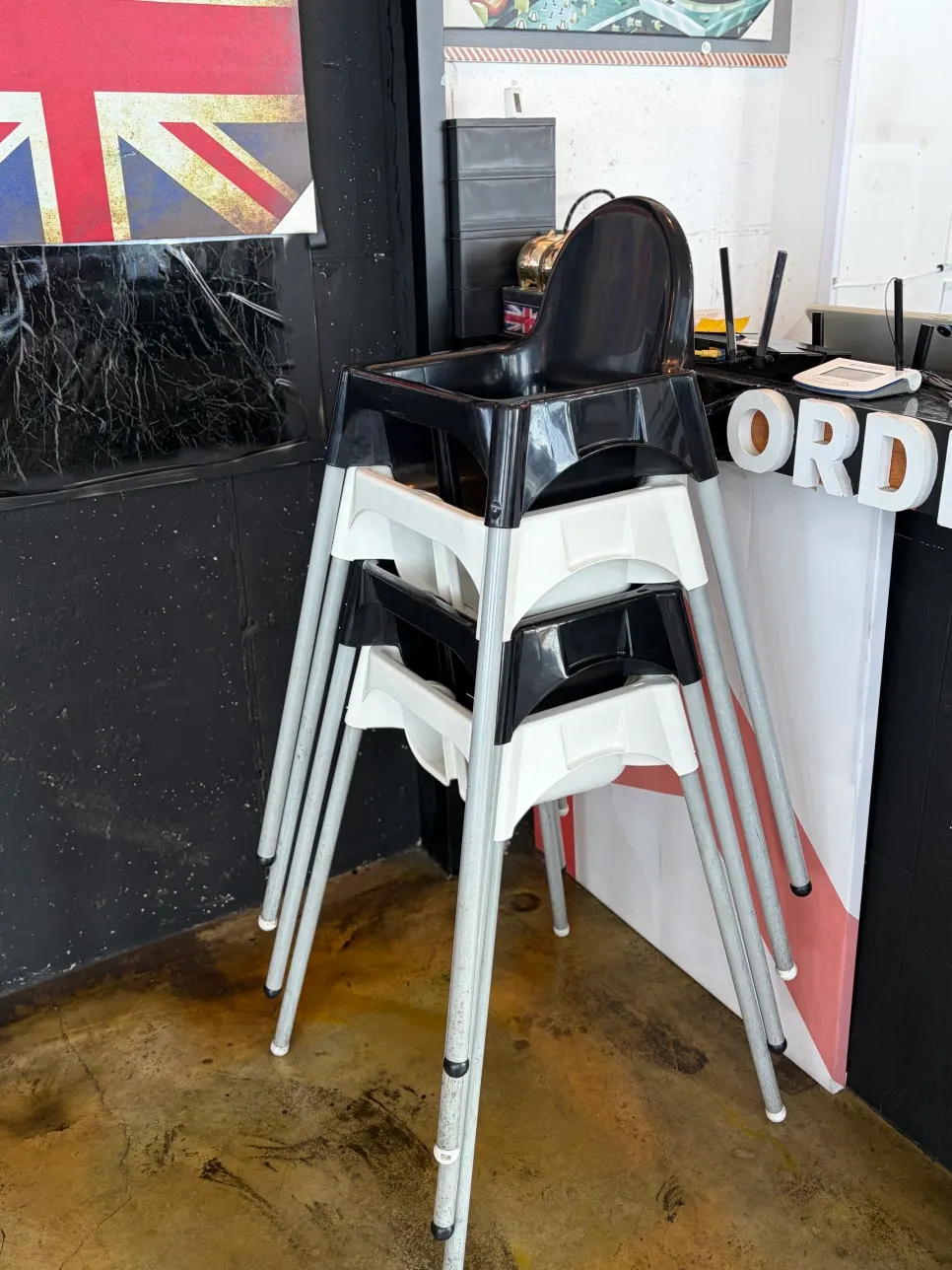 Baby chair set up at Plan A Restaurant