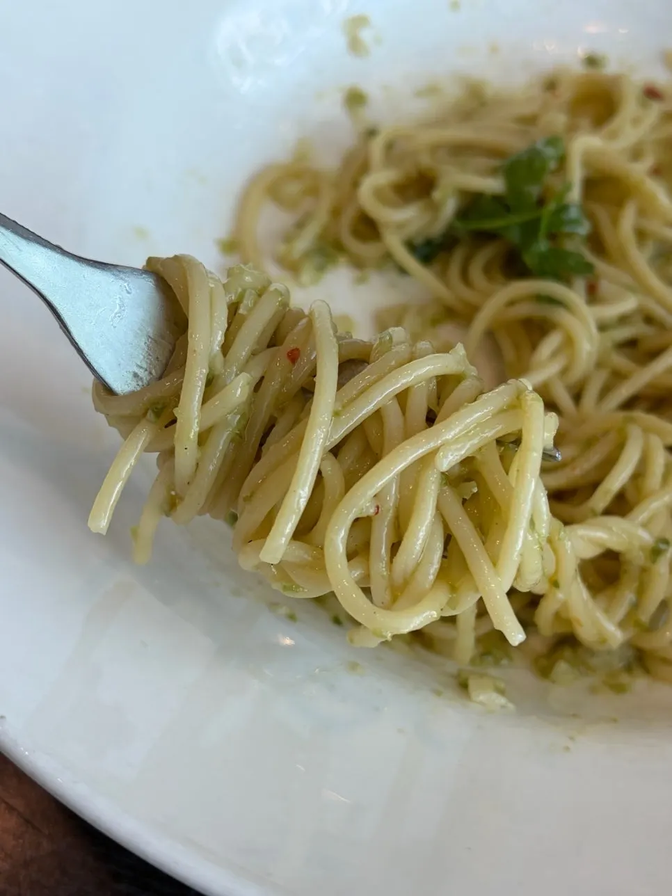 Oil pasta noodles topped with chopped cheongyang pepper