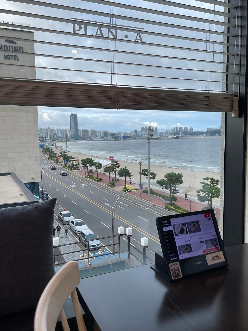 Songdo Beach view through the window