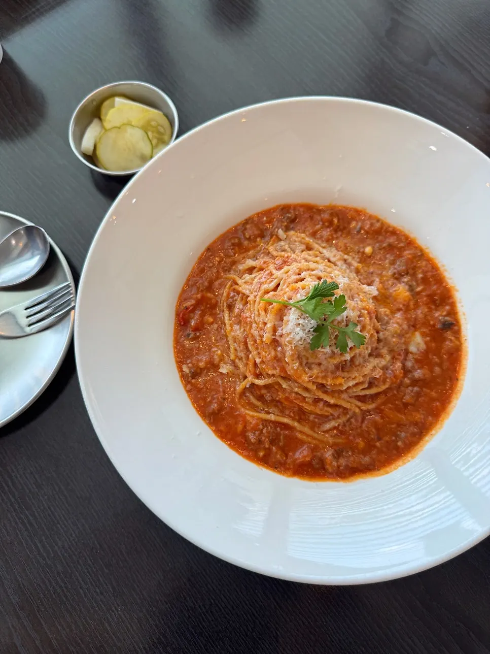 쇠고기 토마토 스파게티 한 접시