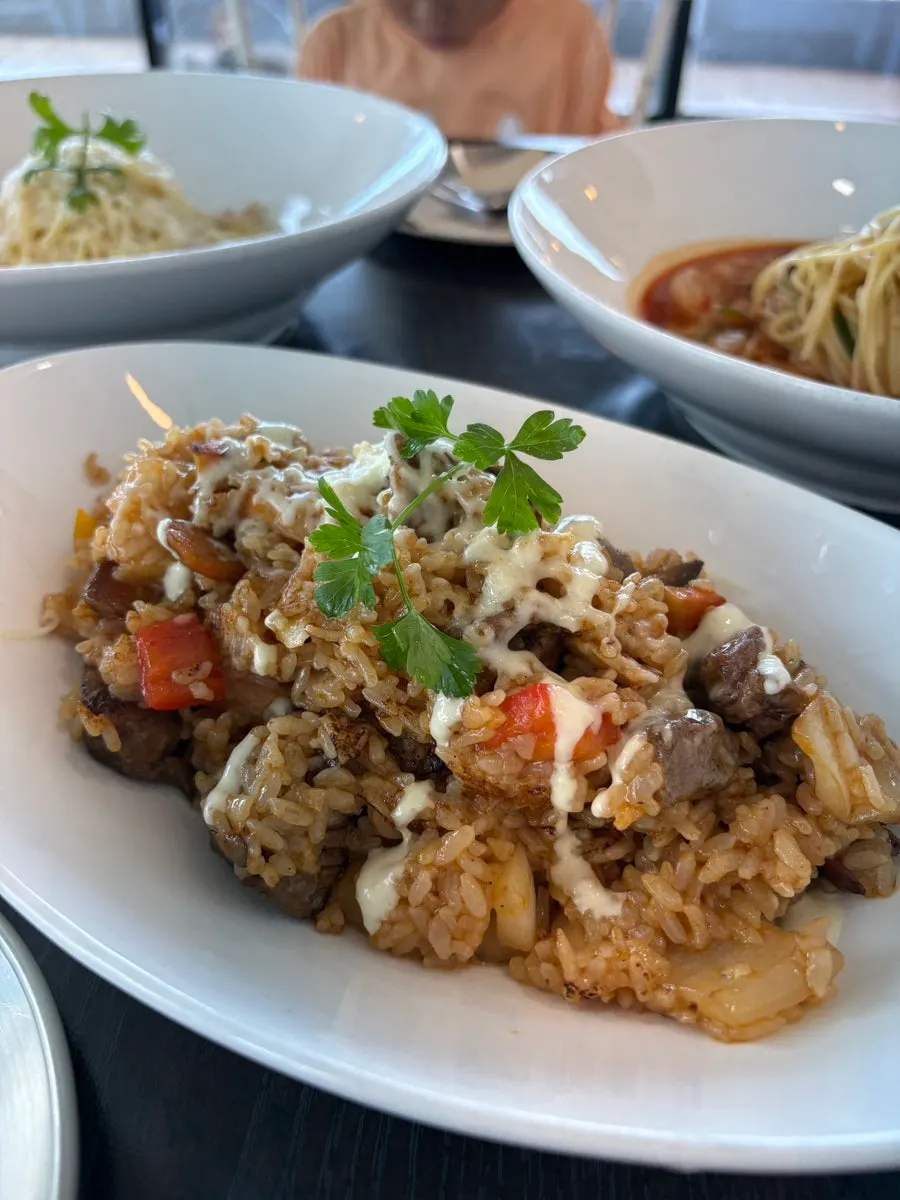 Close-up of well-seasoned beef pilaf