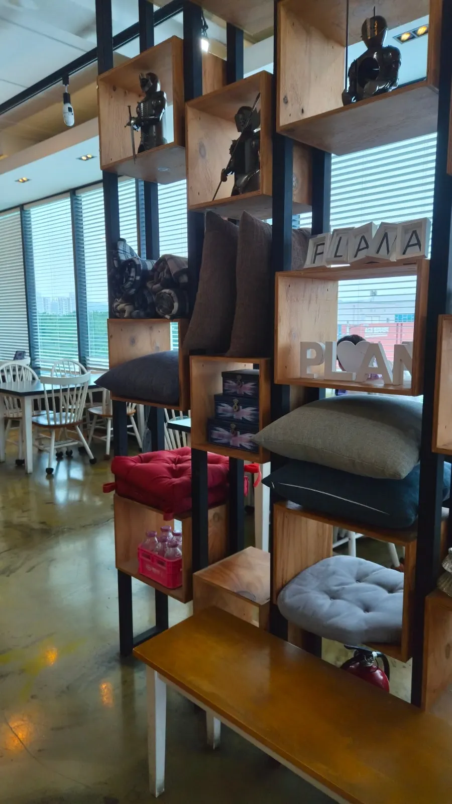 Interior of Plan A Restaurant with wood interior and warm lighting