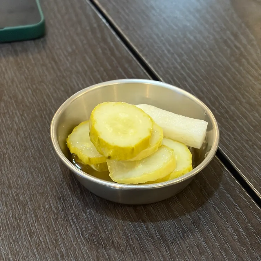 Cucumber pickles served as a basic side dish