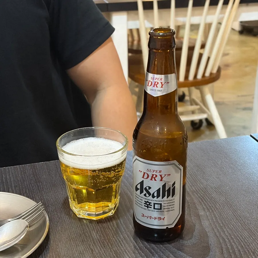 A glass of beer ordered with the meal