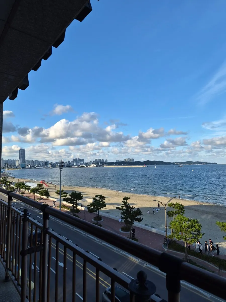 Terrace seating with an ocean view