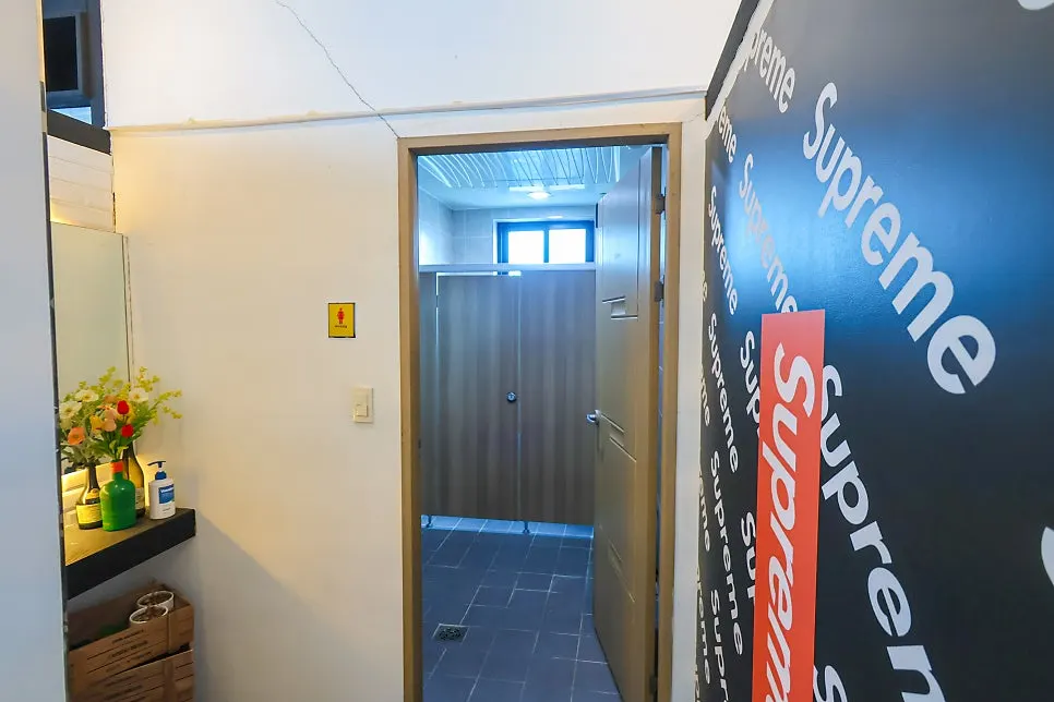 Interior of the separate women's restroom at Plan A Restaurant