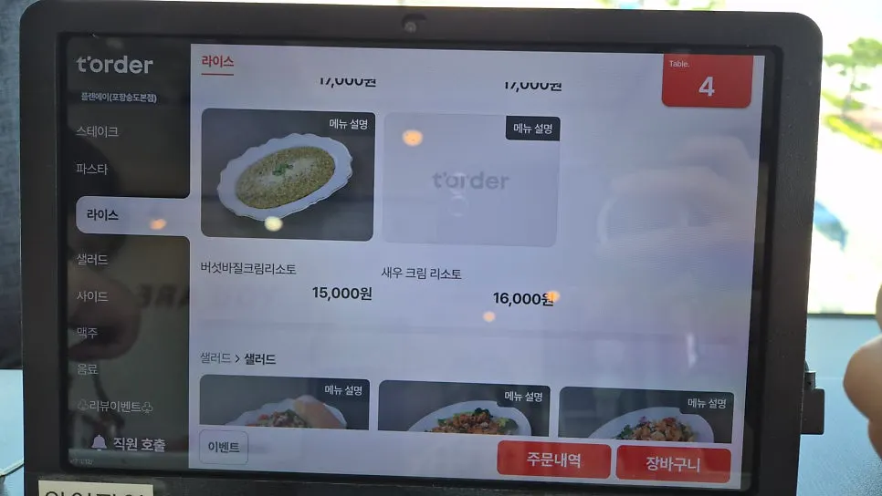 Page of the Plan A Restaurant menu