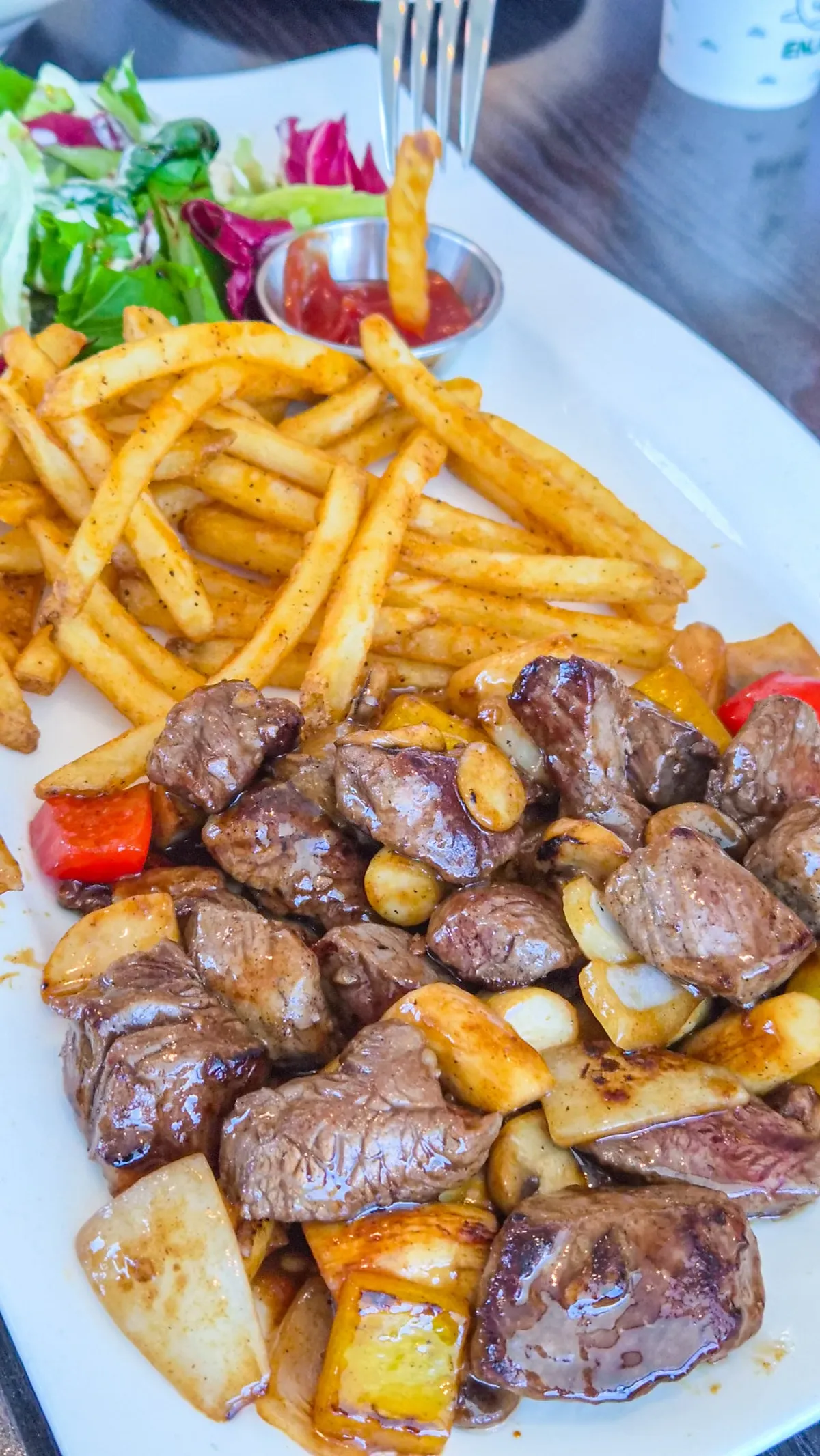 A plate of Plan A chop steak, 240g