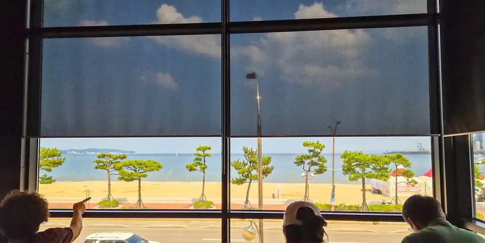 Ocean view from the Starbucks next to Songdo Beach