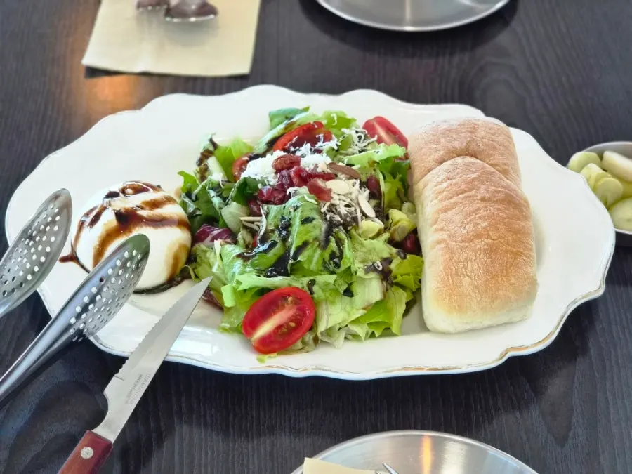 Burrata cheese salad at Plan A Restaurant