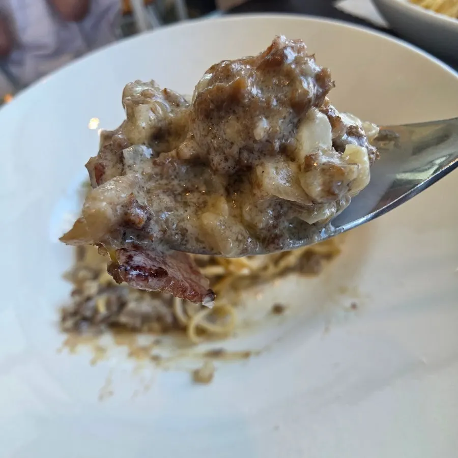 White ragù pasta with beef