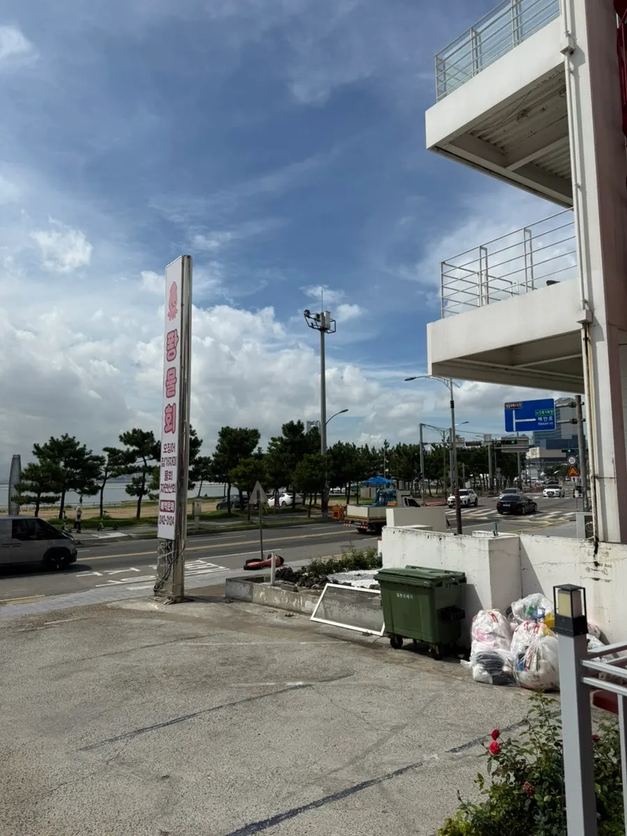 View of the coastal road in front of the Ppwang Mulhoe building
