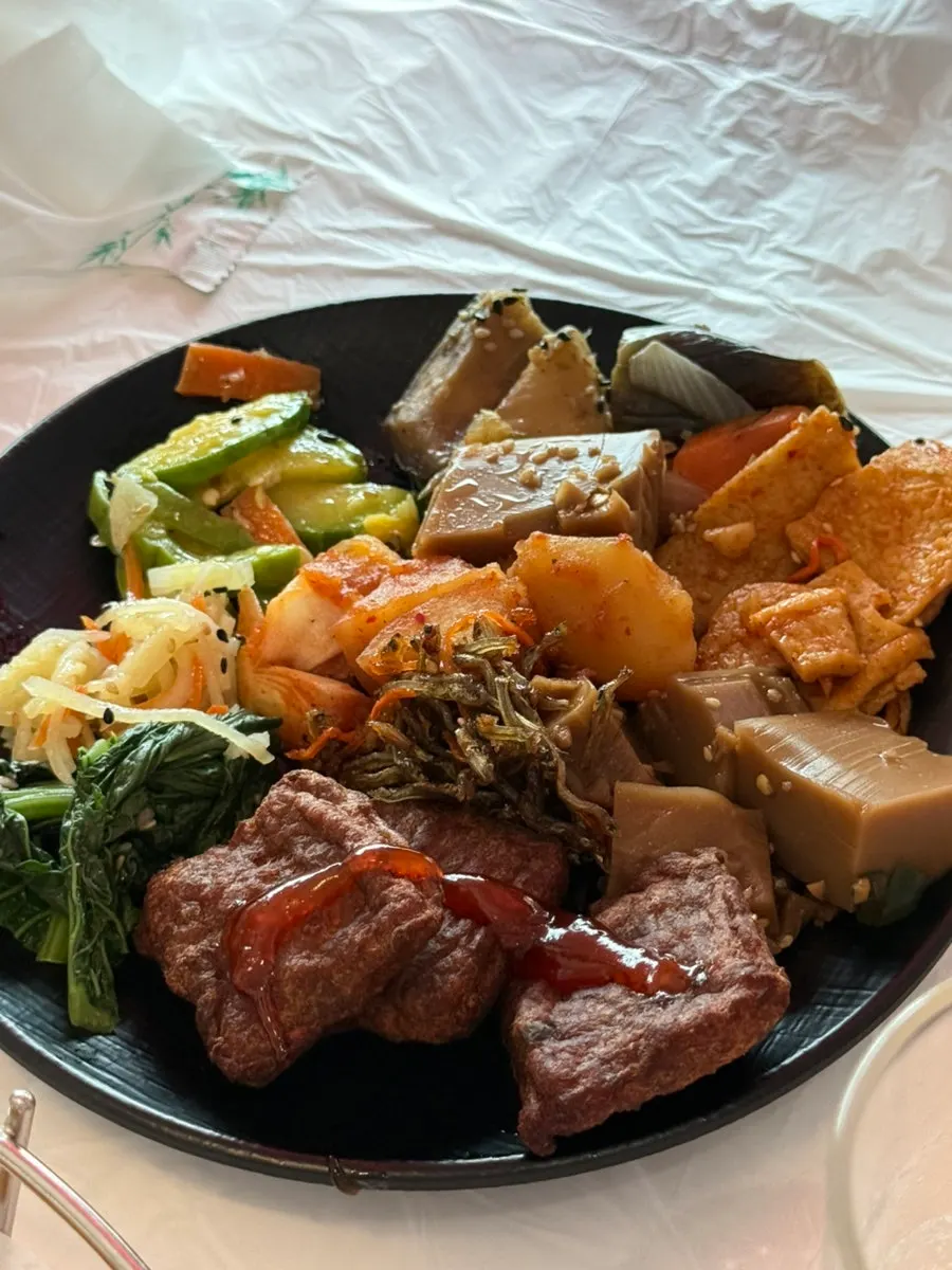 Various side dishes taken from the self-service corner