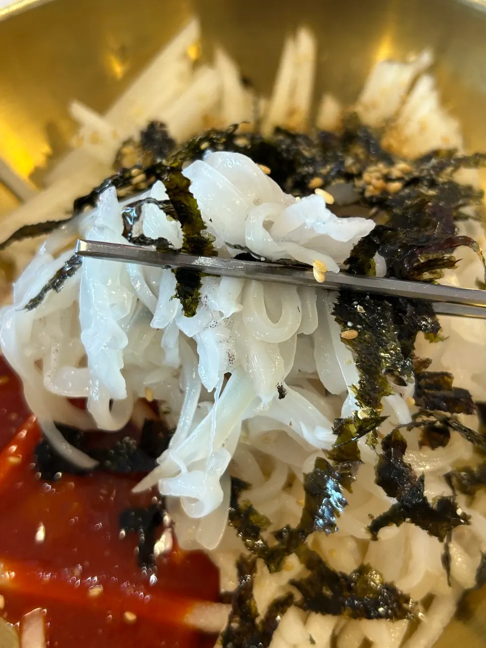 Squid mulhoe mixed with somyeon noodles
