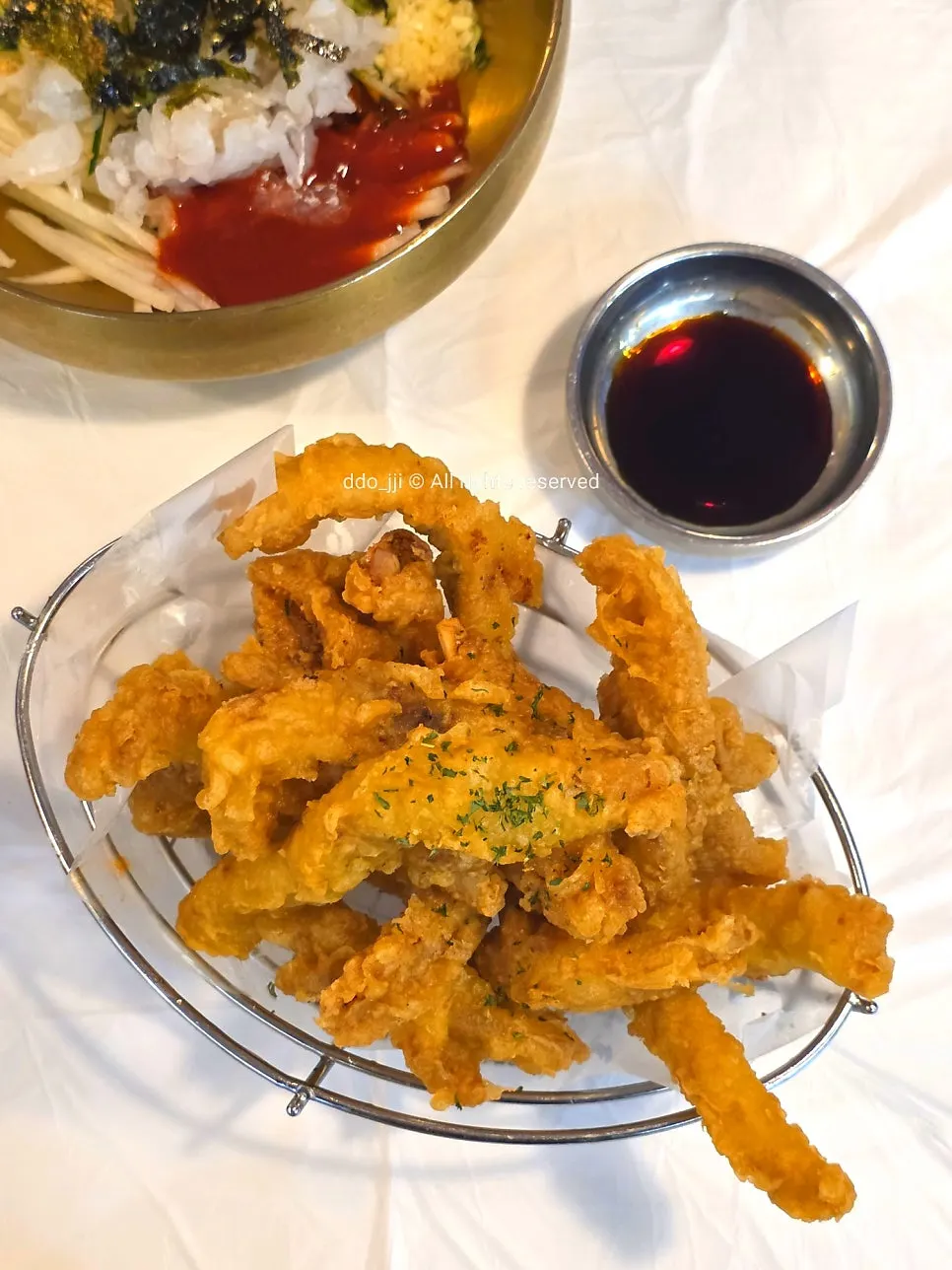 소면을 넣은 참가자미물회