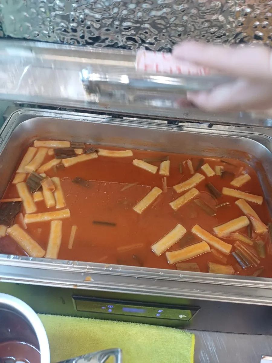 Fried snacks set out at the self-bar