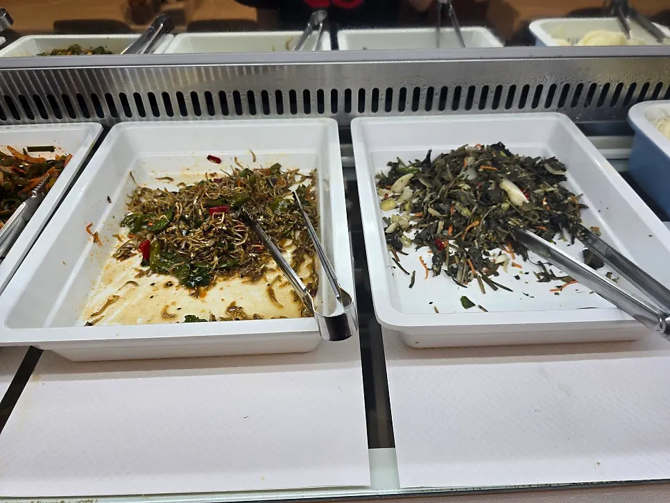 Side dishes laid out at the self bar