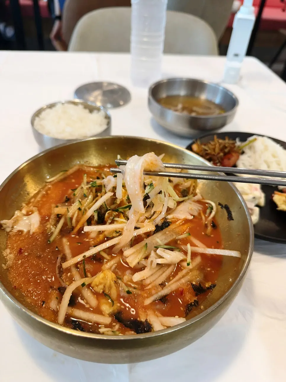 Sea cucumber picked up with chopsticks