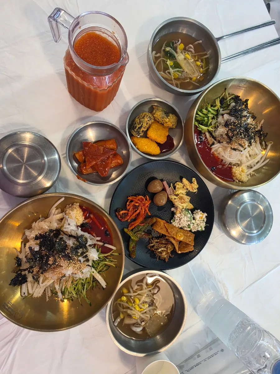 Side dishes gathered from the self-bar at the table