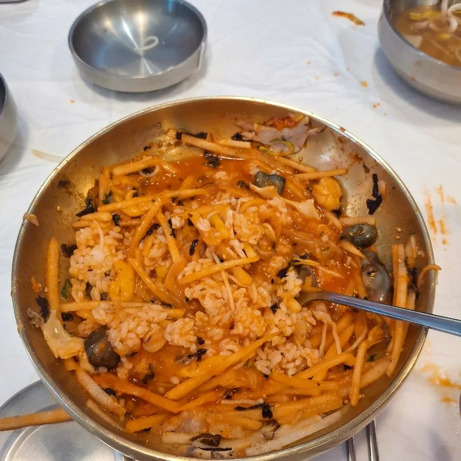 Mulhoe topped with semi-frozen broth and somyeon noodles